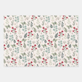 Holiday Greenery Berries Sterne Land Geschenkpapier Set (Vorderseite)