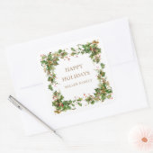 Holiday Greenery Border Monogram Quadratischer Aufkleber (Umschlag)