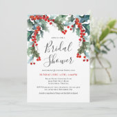 Holiday Greenery Brautparty Einladung (Stehend Vorderseite)