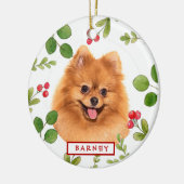 Holiday Greenery Dog's Foto Keramik Ornament (Links)