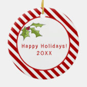 Holiday Greenery Dog's Foto Keramik Ornament (Hinten)