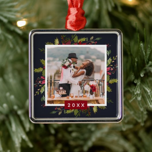 Holiday Greenery Keepake Foto Weihnachten Ornament Aus Metall (Baum)