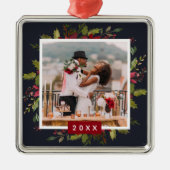 Holiday Greenery Keepake Foto Weihnachten Ornament Aus Metall (Vorne)