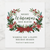 Holiday Greenery Merry Winemas Custom Weinetikett (Einzelnes Label)