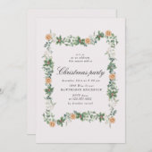 Holiday Greenery Orange Weihnachts-Party Einladung (Vorne/Hinten)