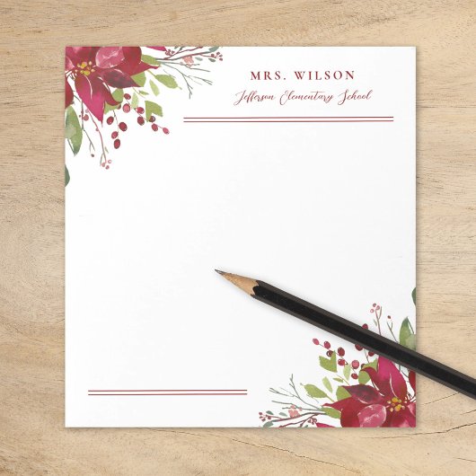 Holiday Greenery Personalisiert Teacher Gift Notizblock