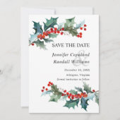 Holiday Greenery Save the Date Card (Vorderseite)
