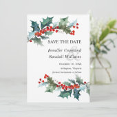 Holiday Greenery Save the Date Card (Stehend Vorderseite)