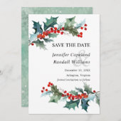 Holiday Greenery Save the Date Card (Vorne/Hinten)