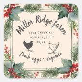 Holiday Greenery Vintag Egg Carton Quadratischer Aufkleber (Vorderseite)