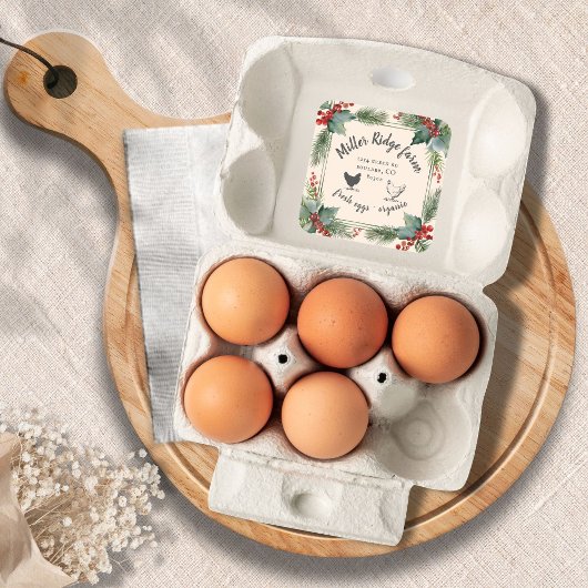 Holiday Greenery Vintag Egg Carton Quadratischer Aufkleber