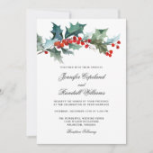 Holiday Greenery Watercolor Einladung zur Hochzeit (Vorderseite)