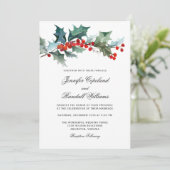 Holiday Greenery Watercolor Einladung zur Hochzeit (Stehend Vorderseite)