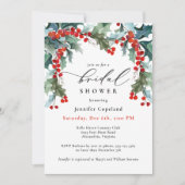 Holiday Greenery Watercolor Holly Brautparty Einladung (Vorderseite)