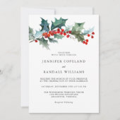 Holiday Greenery Watercolor Wedding Einladung (Vorderseite)