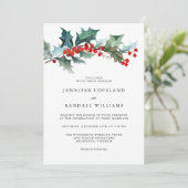 Holiday Greenery Watercolor Wedding Einladung (Stehend Vorderseite)