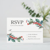 Holiday Greenery Watercolor Wedding RSVP (Stehend Vorderseite)