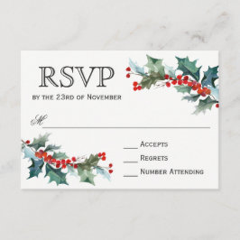 Holiday Greenery Watercolor Wedding RSVP