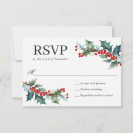 Holiday Greenery Watercolor Wedding RSVP Karte