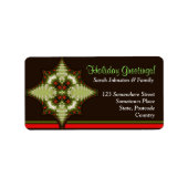 Holiday Greetings Fraktal Emblem Adressaufkleber (Vorne)
