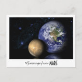 Holiday Greetings Mars Earth Space Foto Postkarte (Vorderseite)