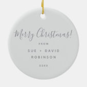 Holiday Greetings Silver Christmas Trees Red Bows Keramik Ornament (Hinten)