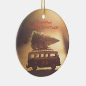 Holiday Groovy Van mit Flasche Brush Tree oben Keramik Ornament (Rechts)
