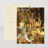 Holiday Gruß Gold Sparkle Moderner Chic Postkarte (Vorne/Hinten)