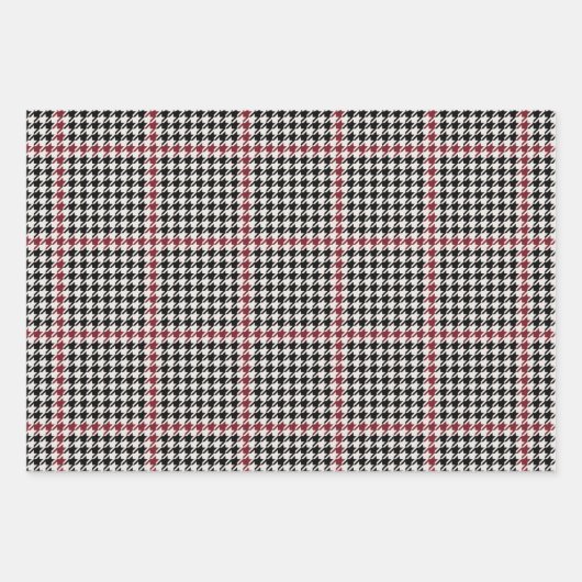 Holiday Hahnentrittmuster Classic Red Koordination Geschenkpapier Set (Vorderseite 2)