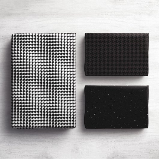 Holiday Hahnentrittmuster Klassik Schwarz/Weiß Geschenkpapier Set