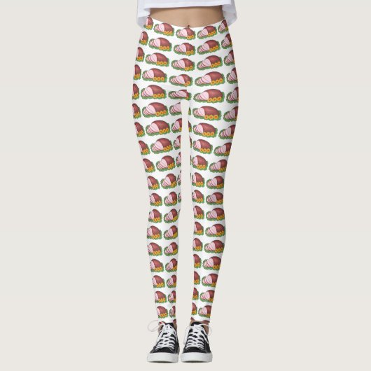 Holiday Ham Christmas Dinner Neuartiges Essen Leggings (Vorderseite)