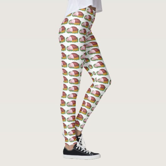 Holiday Ham Christmas Dinner Neuartiges Essen Leggings (Rechts)