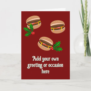 Holiday Hamburgers - Custom Food Theme Dark Red Karte