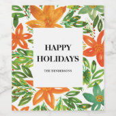 Holiday & Handgemalte Blume Weinetikett (Einzelnes Label)