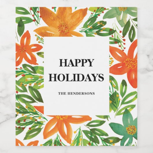 Holiday & Handgemalte Blume Weinetikett (Einzelnes Label)