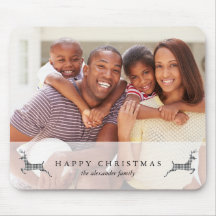 Holiday Happy Christmas Rustic Deer Foto Mousepad