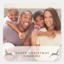 Holiday Happy Christmas Rustic Deer Foto Sticker