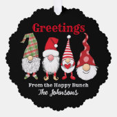 Holiday happy gnomes fun niedlich Family Ornament Karte (Vorderseite)