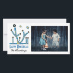 Holiday Happy Hanukkah Card "Menorah Bling" Feiertagskarte<br><div class="desc">Happy Holiday, Hanukkah Foto Card, "Menorah Bling" glänzend, Fotokarte mit weißem Umschlag. Personalisieren Sie, indem Sie Fotos und Formulierungen ersetzen, "Happy Hanukkah, The Blumbergs" Anpassen Sie die Formulierung durch die Wahl Ihres bevorzugten Schriftartes Stil, Farbe und Größe. Danke, dass du angehalten und eingekauft hast! Viel geschätzt. Happy Hanukka! Teilen Sie...</div>