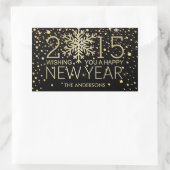 Holiday Happy New Year Snowflake Gold Confetti Rechteckiger Aufkleber (Tasche)