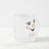 Holiday Happy Snowman Face Monogram Mattglastasse (VorderseiteRechts)