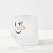 Holiday Happy Snowman Face Monogram Mattglastasse (Vorderseite Links)