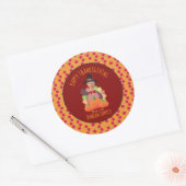 Holiday Happy Thanksgiving Türkei Familienname Runder Aufkleber (Umschlag)