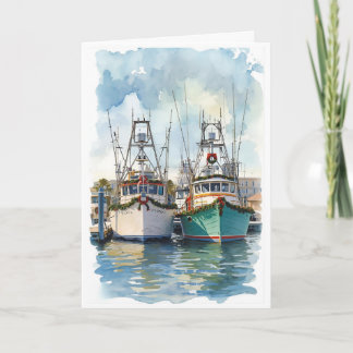 Holiday Harbor Watercolor Greeting Card Karte