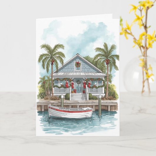Holiday Harbour Hütte - Tropical Greeting Card Karte (Gelbe Blume)