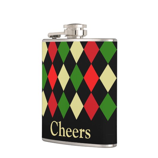 Holiday Harlequin Geometrisches Muster Flachmann (Links)