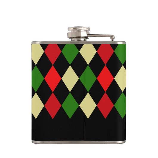 Holiday Harlequin Geometrisches Muster Flachmann (Rückseite)