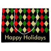 Holiday Harlequin Geometrisches Muster Große Geschenktüte (Vorderseite)