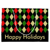 Holiday Harlequin Geometrisches Muster Große Geschenktüte (Rückseite)