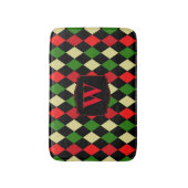 Holiday Harlequin Geometrisches Muster Mit Monogra Badematte (Vorderseite Vertikal)